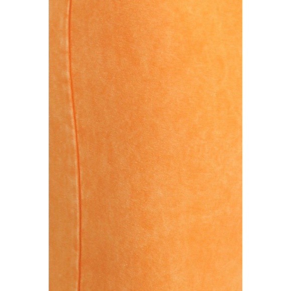 Tangerine Orange Boho Mineral Wash Stretch Flared Bell Bottom Casual Pants - Picture 5 of 6